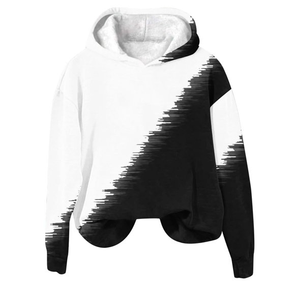 Rbaofujie Womens Sweaters Fall Women's Casual Printed Round Neck Long Sleeved Top Loose Hooded Sweatshirts White Girls Hoodie