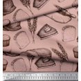 thumbnail image 3 of Soimoi Modal Satin Fabric Rolling Pin,Wheat & Sandwich Bread Food Decor Fabric Printed Yard 42 Inch Wide, 3 of 3