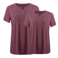 thumbnail image 5 of Plebaso 2 Pack Hauts Grande Taille pour Femmes Col en V Manches Courtes Tee Tops Blouses Décontractées Confortables pour Femmes, 5 of 5