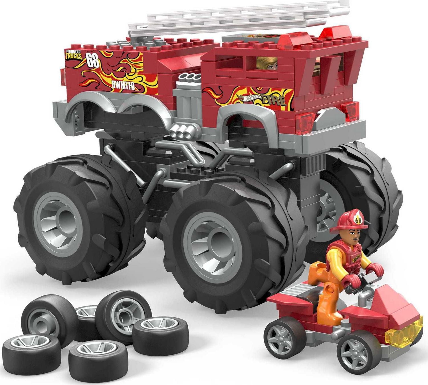 MEGA Hot Wheels 5-Alarm Fire Truck Monster Truck Building Set with