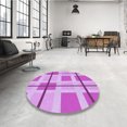 thumbnail image 4 of Ahgly Tapis Rond Lavable en Machine Intérieur Transitionnel Pastel Violet Rose, 5 Pieds Rond, 4 of 7