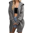 thumbnail image 1 of KIHOUT Womens Long Cardigans Long Sleeve Oversized Cable Knitted Open Front Chunky Hooded Outerwear Sweater Coat, 1 of 5