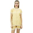 thumbnail image 1 of Bimba Ensemble de Pyjama en Dentelle Beige pour Femmes à Boutons, Chemise de Nuit en Rayonne et Short, Robe-18, 1 of 11