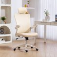 thumbnail image 2 of HOMCOM Chaise de Bureau Ergonomique, Chaise de Bureau avec Appuie-Tête Réglable, Beige, 2 of 10