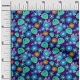 thumbnail image 2 of oneOone Tissu Jersey Coton Bleu Abstrait Rétro Floral Matériel de Robe Tissu Imprimé Tissu au Mètre 58 Pouces de Large, 2 of 4