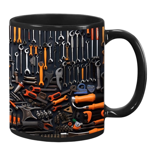 Black Creative Toolbox Design Mug Cup 3D Mechanical Engineer Theme Coffee Gift Set Birthday Present Model C Ceramic