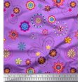 thumbnail image 1 of Soimoi Purple Rayon Fabric Insect & Floral Clip Art Printed Fabric 1 Yard 56 Inch Wide, 1 of 3