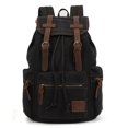 thumbnail image 1 of KAUKKO Vintage Casual Canvas and Leather Rucksack Backpack, 1Black, 1 of 5