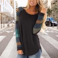 thumbnail image 2 of Pompotops Haut Décontracté à Manches Rayées Patchwork pour Femmes T-Shirt Ample à Manches Longues Blouse, 2 of 6