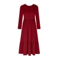 thumbnail image 3 of Yuyuzo Robes d'Automne pour Femmes à Manches Longues, Col Ras du Cou, Froncées, à Volants, Fluides, Confortables, Basiques, Robe Maxi, Couleur Unie, 3 of 4