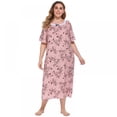 thumbnail image 1 of PENGXIANG Chemise de Nuit Femme Manches Courtes Imprimé Floral Robe de Nuit Décontractée Longue Grande Taille Printemps/été, 1 of 6
