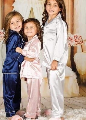 Pyjama en satin pour Bébé, Haut à Boutons à Manches Longues + Pantalon, Ensemble de Pyjama