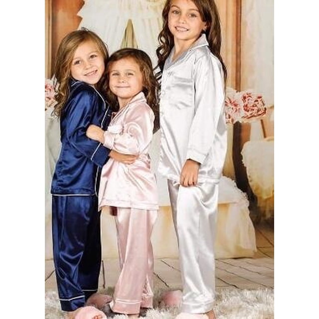Pyjama en satin pour Bébé, Haut à Boutons à Manches Longues + Pantalon, Ensemble de Pyjama
