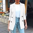 thumbnail image 2 of Sentmoon Blazer Femme Col Rabattu Veste de Complet à Manches Longues pour Homme Surdimensionnée Couleur Unie Ajustée Extensible Bureau Vêtements Femme Stylée pour Mariages Blanc TTG, 2 of 7
