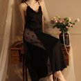 thumbnail image 2 of MeetoTime Pyjama pour Femmes Robe Aguichant Robe en Satin Dentelle Patchwork Nuisette à Manches Longues Camisole Ensemble de Chemise de Nuit, 2 of 8