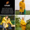 thumbnail image 3 of Heavy Duty Yellow Rain Coat – .35mm PVC 48in Raincoat Jacket with Detachable Hood - Waterproof Slicker - Storm Weather  Raining  Fishing  Wet Work Conditions - Small - by Xpose Safety, 3 of 6