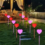 Wuztai Valentine's Day Solar Lights, 6-in-1 LED String Lights for Outdoor Garden, Holiday Decoration Solar Powered Lights for Yard Patio Fence