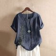 thumbnail image 5 of Birdeem Femmes Manches Courtes Décontracté Col Rond Imprimé Ample Bouton Tunique Chemise Blouse Hauts, 5 of 5