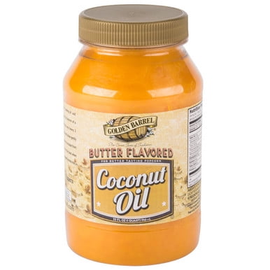 Golden Barrel Butter Flavored Coconut Oil, Professional Movie Theater Popcorn Base and Savory Cooking Oil, 32 oz (1 Quart)