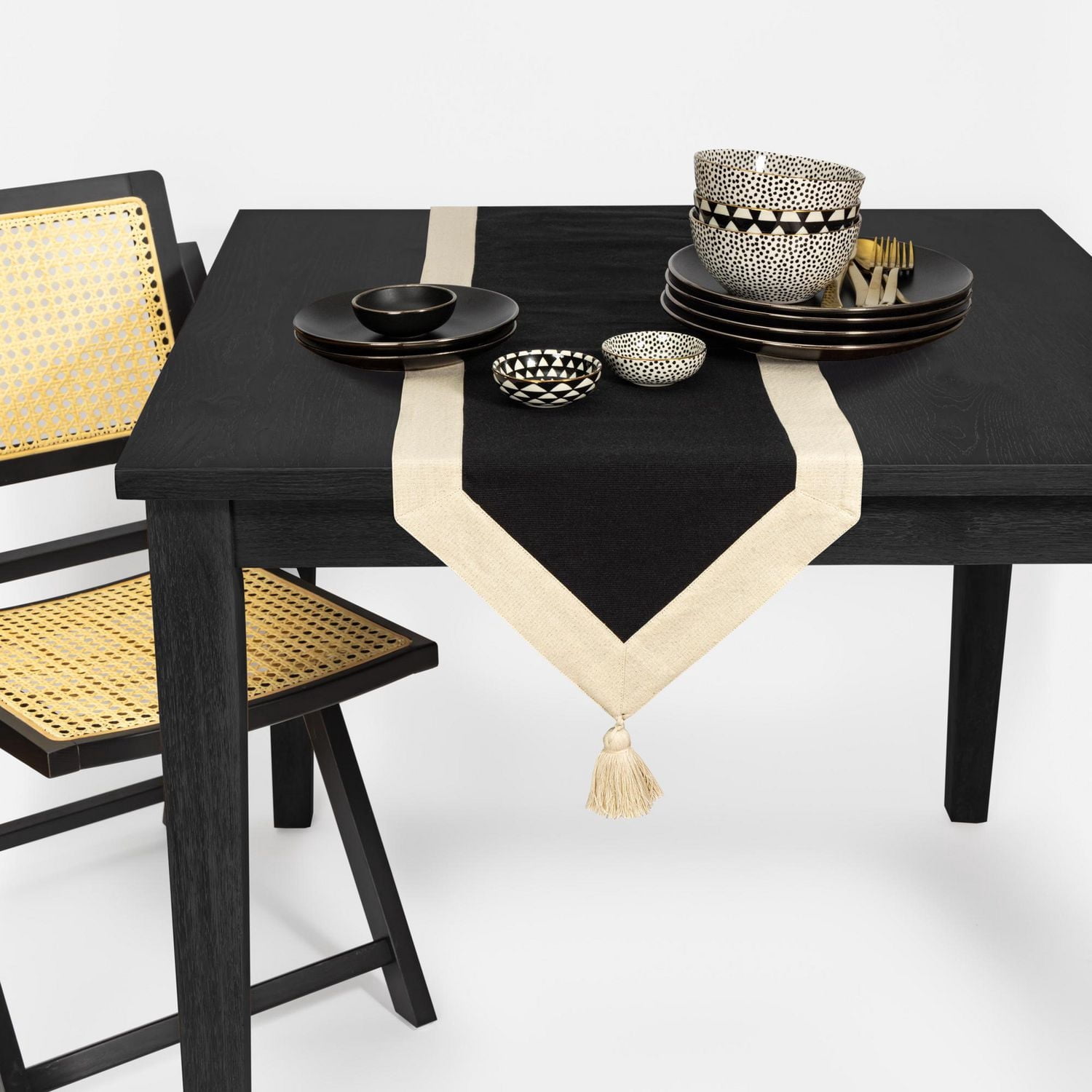 Thyme & Table Table Runner, Black & Gold
