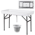 thumbnail image 1 of Costway 4 Foot Party Ice Folding Table Plastic w/ Matching Skirt White, 1 of 9
