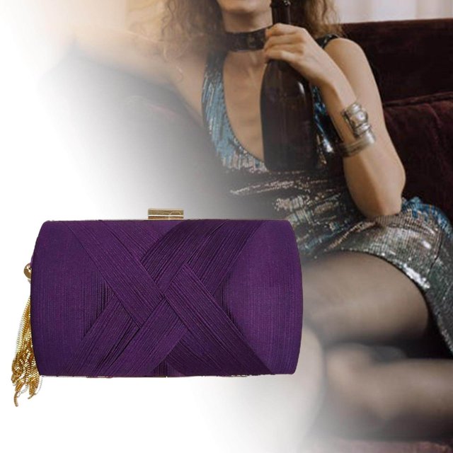 tredstone Sac Pochette de Soirée de Luxe à Pampilles Sac à Main Pochette Sacs à Bandoulière Femmes Violet