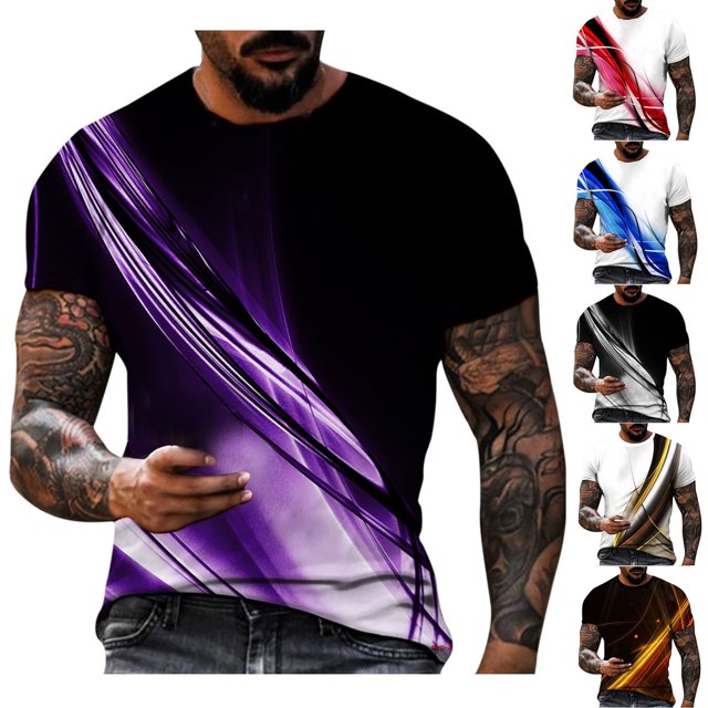 UVEASISHA T-Shirts Graphiques Fantaisie pour Hommes T-Shirts Ajustés à Imprimé Numérique 3D T-Shirts d'Été à Manches Courtes Col Rond Chandail 2025 Chandails d'Entraînement Décontractés pour Hommes Soldes Aujourd'hui Liquidation