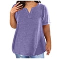 thumbnail image 1 of Timegard Plus Size Tops for Women V-Neck Short Sleeve Solid Color Comfy Basic Tee Casual Loose Tops, 1 of 5