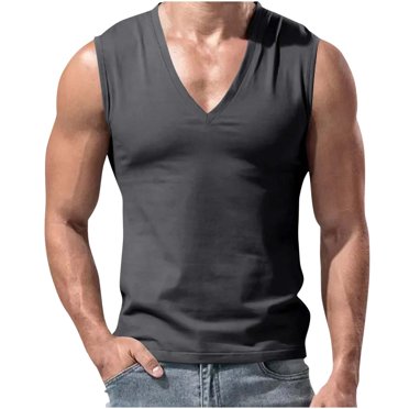 T-Shirt Sans Manches à Col en V pour Homme, Grandes Tailles, Débardeurs Athlétiques, Grande Taille, Été, Décontracté, Léger, T-Shirts Moulants