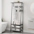 thumbnail image 2 of Hall Tree with Single/Double Row Coat Hooks, 23.6inch/39.3inch Wide Shoe Storage Bench and Top Shelf, Entryway Organizer for Hallways or Bedrooms, Industrial Rustic Coat Rack with Bench, Black/Gray, 2 of 8