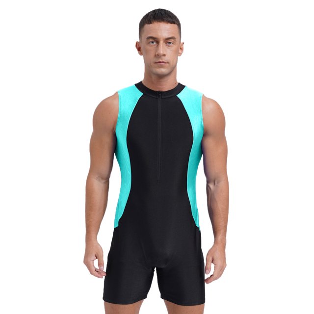 Eandarui Mens Rash Guard One-Piece Swimsuit Quick-Drying Athletic Wear Beach Holiday Sunbathing Mint Green XL