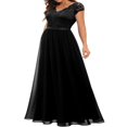 thumbnail image 4 of Women‘s Prom Maxi Dress Lace Patchwork Backless V Neck Elegant Evening Party Cocktail Dress, 4 of 6