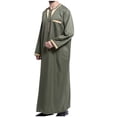 thumbnail image 2 of Men's Muslim Robe Retro Islamic Arab Kaftans for Men Eid Muslim Thobe Dubai Ramadan Daily Clothes, Muslim Shirt Robe with Pockets, 2 of 4
