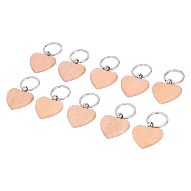 Wooden Key Chain, Stylish Simple Heart Shaped Wood Keychain Blanks Engrave Easily Light Weight DIY Gift For DIY For Gift