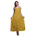 thumbnail image 1 of Bimba Robe Longue en Rayonne Imprimée Feuilles pour Femmes Chic Bohème Été Maxi Plage-TTTG, 1 of 1