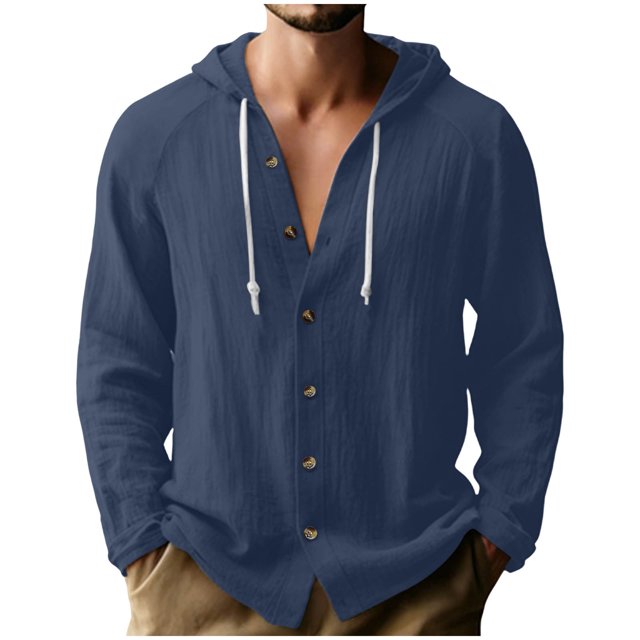 RXMEKW Cardigan à Capuche Uni pour Hommes avec Boutons devant et Manches Longues