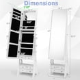 thumbnail image 3 of Gymax Jewelry Armoire with Full Length LED Mirror and Makeup Shelf, White, 3 of 10