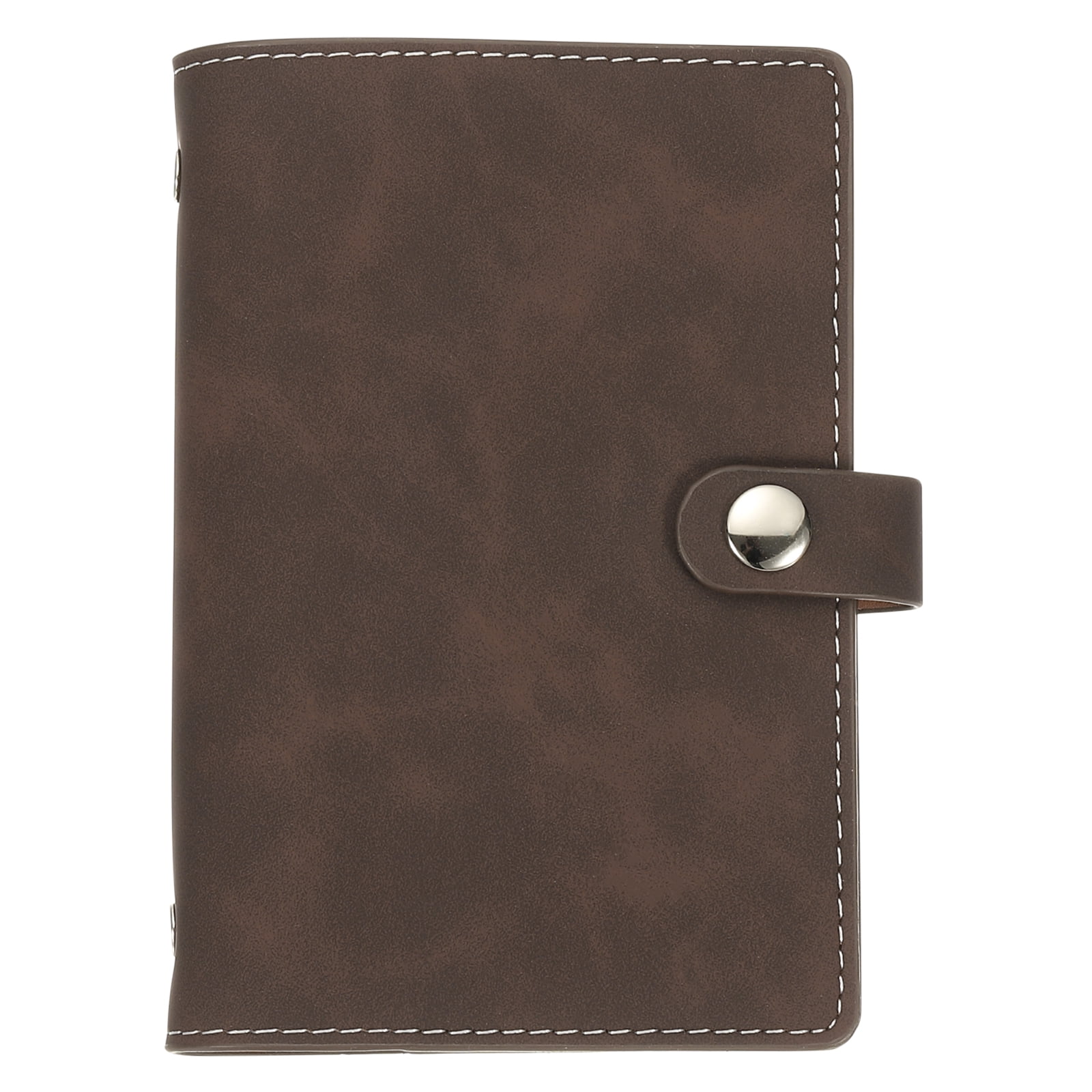 Uxcell A7 PU Leather Binder Cover, 6 Ring Loose Leaf Binder Protector Round Ring Binder Cover Refillable Notebook Binder for Meeting Photocard Budget Notebook Folder, Dark Brown