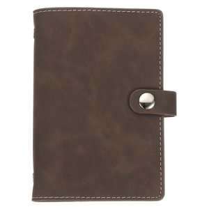 Uxcell A7 PU Leather Binder Cover, 6 Ring Loose Leaf Binder Protector Round Ring Binder Cover Refillable Notebook Binder for Meeting Photocard Budget Notebook Folder, Dark Brown