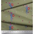thumbnail image 2 of Soimoi Toile de Coton Feuilles & Lys Imprimé Floral par la Cour 56 Pouces de Large, 2 of 6