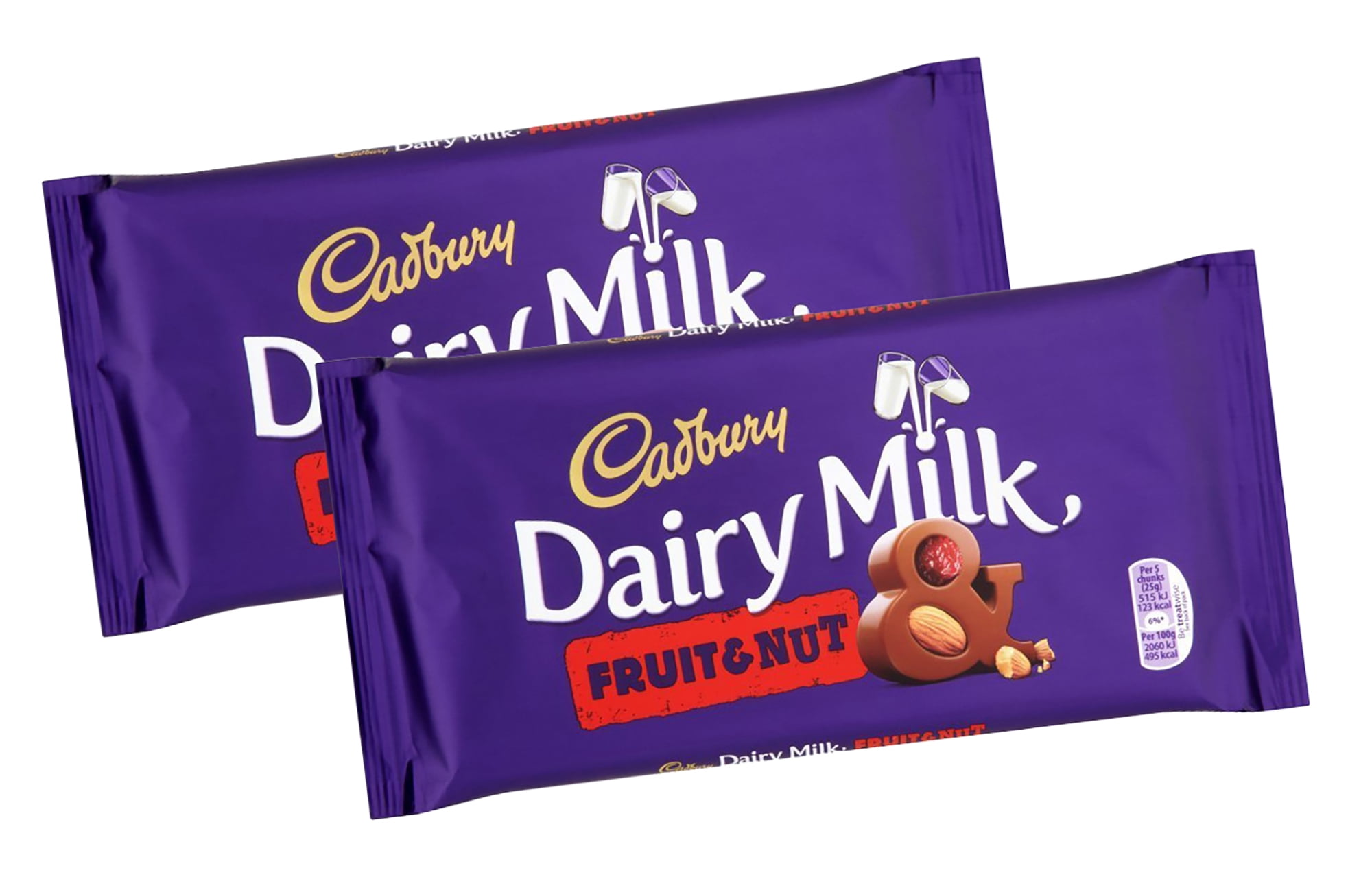 Cadbury UK Dairy Milk Fruit & Nut Bar 180g (2 Pack)