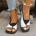 thumbnail image 3 of IUJSOY Women's Clip Toe Sandals Slingback Square Open Toe Splicing Flip Flops Fashion Summer Flats, 3 of 8