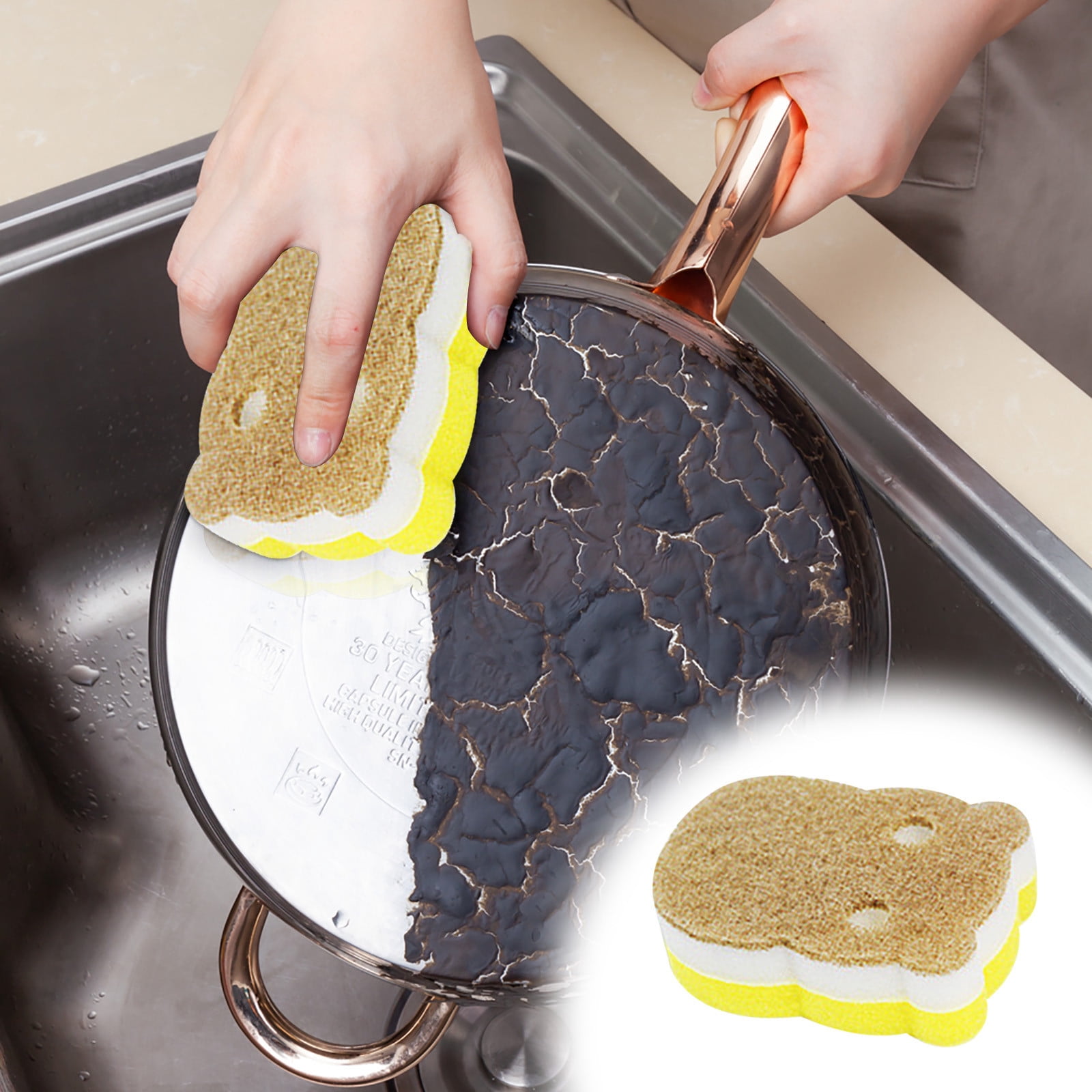 Danhjin Cleaning Supplies Dishwashing Wood Pulp Rags Dishwashing Grease Stain Sponge Block Wipe Tool Wipe Cleaning Sponges