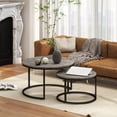 thumbnail image 2 of HOMCOM Nesting Tables, Coffee Tables Set of 2 with Faux Marbled Top, 2 of 10