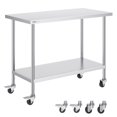 thumbnail image 1 of VEVOR Stainless Steel Work Table Commercial Prep Table 24x48 Inch With 4 Casters, 1 of 9