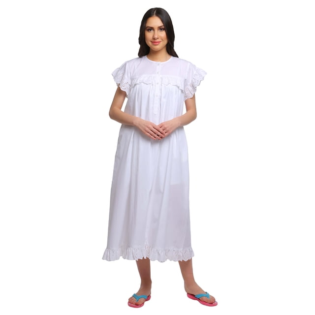 Moomaya Nuisette à Manches Courtes pour Femmes, Tenue de Nuit en Coton Uni