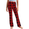 thumbnail image 1 of Wdgfv Pantalon de Pyjama pour Filles Doux Décontracté Bas de Détente de Pyjama Confortable Extensible Pantalon de Sommeil Jambe Grand Bas de Pyjama avec Poches Rouge 5-6 Ans, 1 of 3