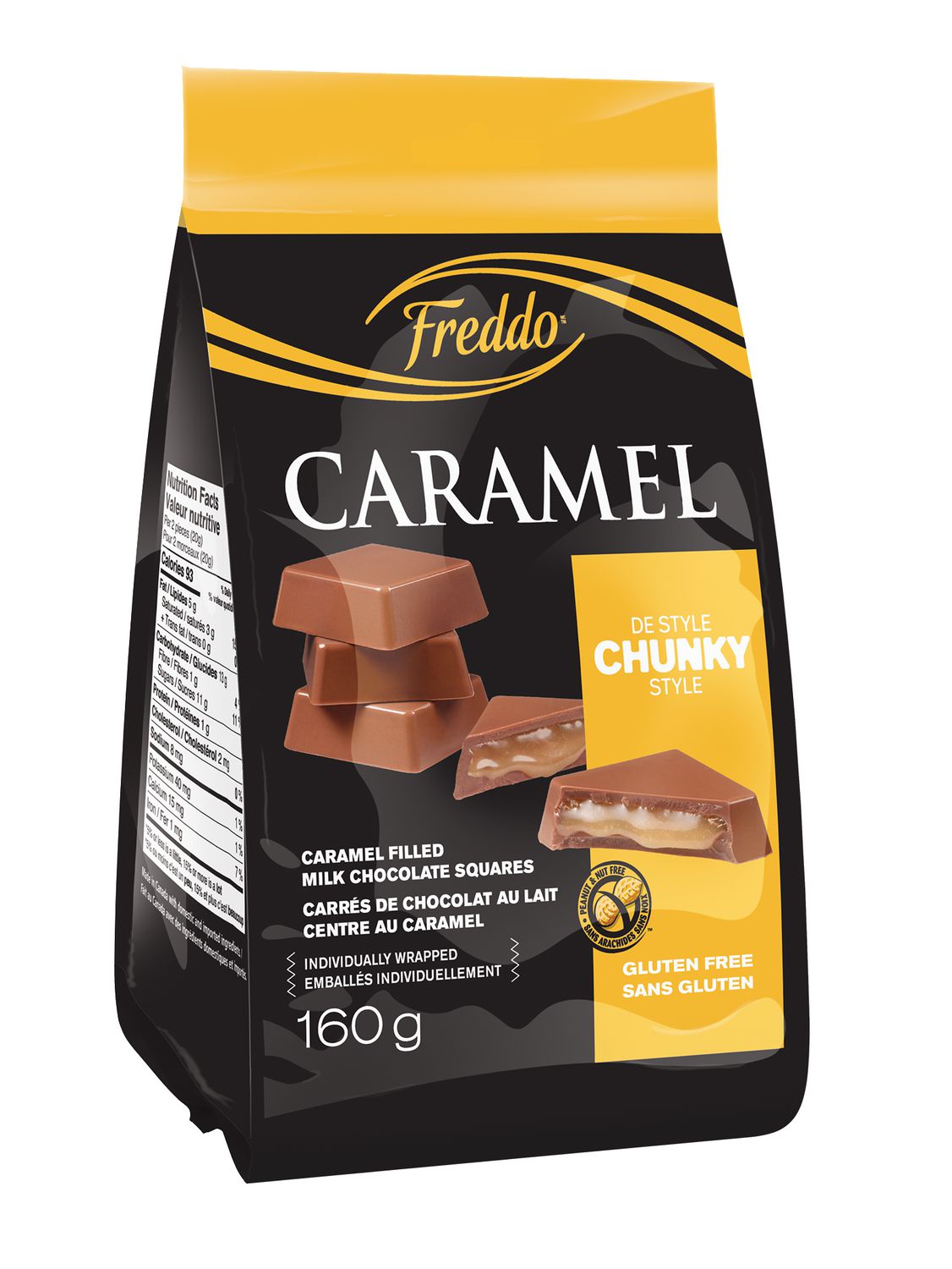 Freddo Chunky au caramel chocolat au lait bouchées sans noix et sans arachides 160g