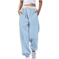 thumbnail image 1 of LLYwey Baseball Pants Adult Women Fashion Color Block Printed Drawstring Pants Workout Pants Female Long Pant Style H96 Light Blue XXL, 1 of 5
