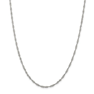 925 Sterling Silver 2.25mm Chaîne de Singapour 16 Pouces